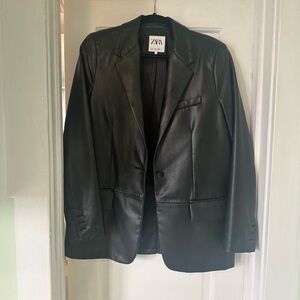 Zara Sleek Black Leather Jacket / Blazer